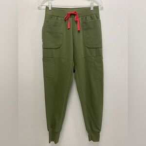 Figs Olive Joggers with Red Drawstrings from the Technical Collection